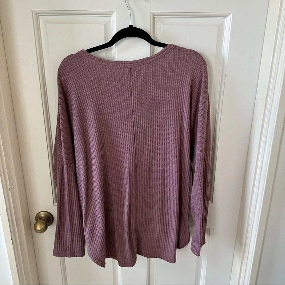 Waffle Knit Tie Front Top - Picture 6 of 6